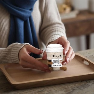 Crochet Emotional Support Coffee Doll Card Christmas Gifts