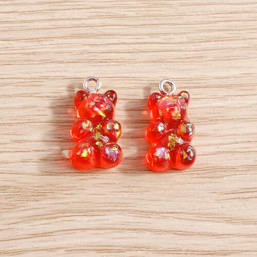 10pcs 11*20mm Candy Colors Cute Animal Gummy Bear Charms for