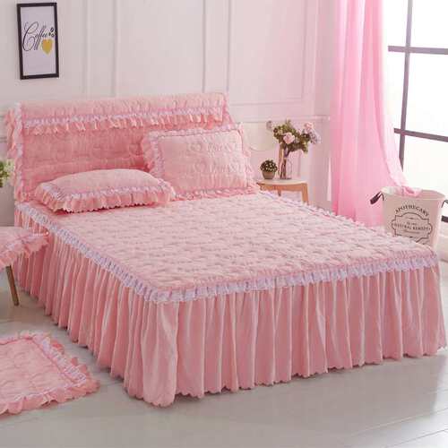 Washed Cotton L Lace imitatio0 Cotton Padded Solid Color Sin