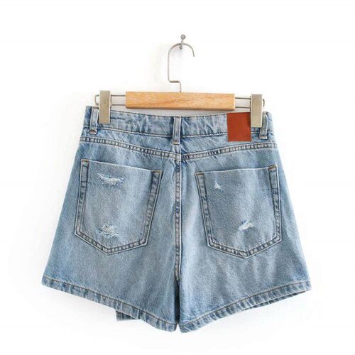 New  women vintage pockets broken hole leisure Shorts sk