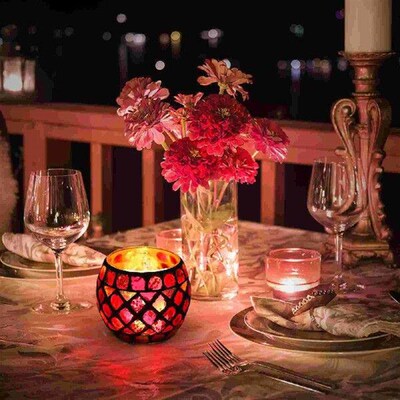 Tea Lights Mosaic Holder Glass Votive Holders Desktop