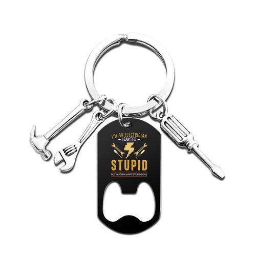 Fathers Day Keychain Stainless Steel Bottle Opener Metal Key