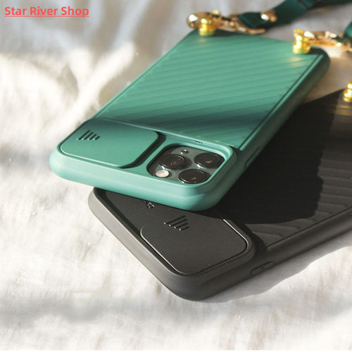 Slide Camera Protect Chain Necklace Cell Phone Case For iPho