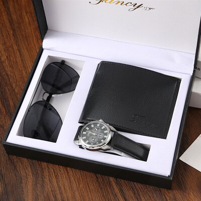 Exquisite gift box watch wallet belt set for Men boyfriend