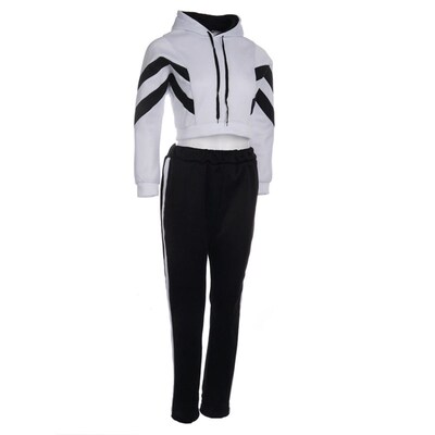 Autumn Spring 2 Piece Set Women Casual Long Sleeve Crop Top
