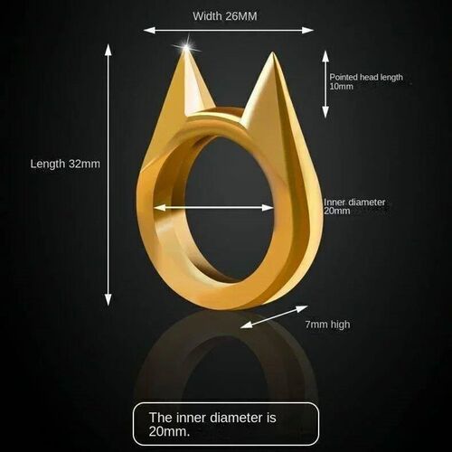 Women Men Cute Cat Ear Rings Self Defense Rings Multifunctio