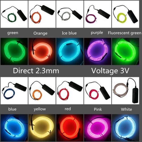 Flexible Neon Light Glow EL Wire Rope Cable LED Lights For C