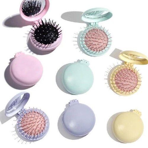 Mini Pocket Mirror Folding Comb Girl Women Portable Round
