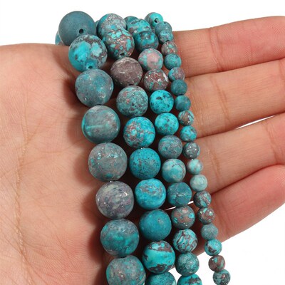 Natural Beads Matte  Turquoises Blue Howlite Round Stone Bea
