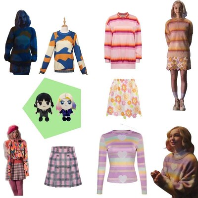 Wednesday Addams Enid Sinclair Cosplay Costume Shirt Skirt D