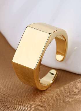 Fashion personality mens wide-faced ring rectangular simple