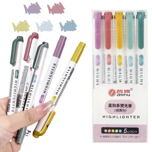 6Pcs/set Smoke colors Highlighters Pastel Highlighter Real M