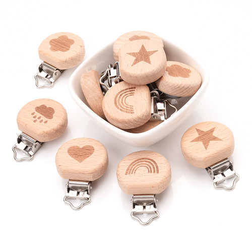 1Pcs Safe Beech Wooden Clip Baby Pacifier Holder Infant Nipp