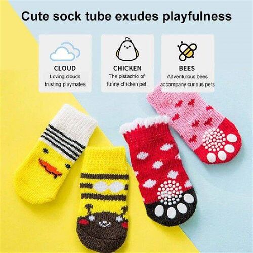4pcs/Set Cute Puppy Dog Knit Socks Autumn Winter Pet Socks