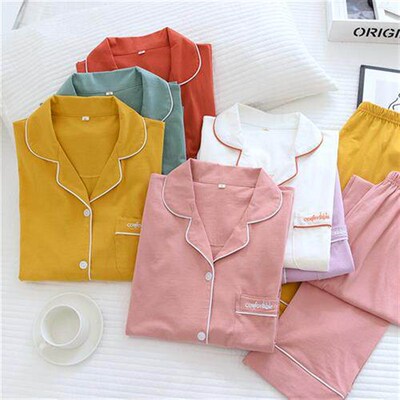 Men knit cotton pyjamas with large-coloured elastic suits fo