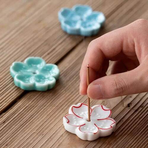 Cherry Blossom Incense Burner Home Ceramic Decor  Stick Hold