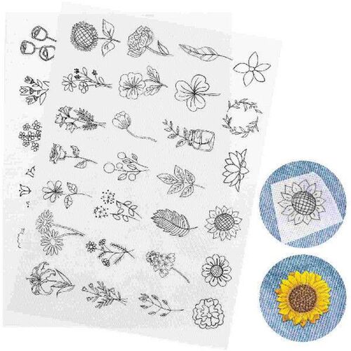 2 Sheets Embroidery Template Iron Transfers Manual Pattern