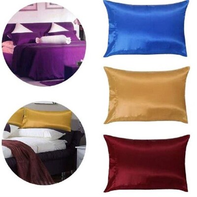 1PC Pure Silk satin Pillowcase Silky Soft Pillow Case