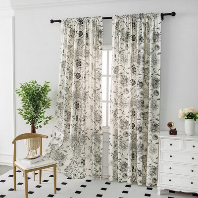 Floral curtain fabric cotton linen balcony curtain