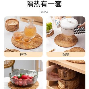 编织餐垫碗盘垫Woven round placemat insulated plate bowl mat