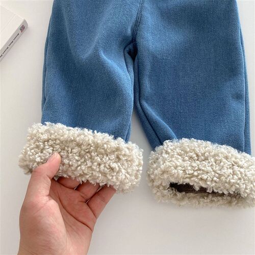 Girls Velvet Jeans 0-5 Years Old Korean Childrens Wear Baby