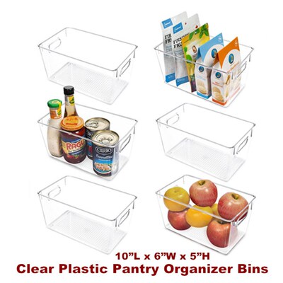 Clear Plastic Storage Bins Pantry Organizer Bins