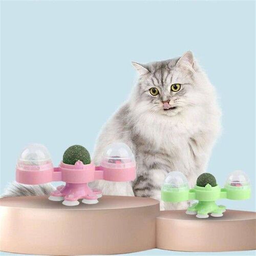 360 Swivel Windmill Cat Toy with Catnip Ball Lights with
