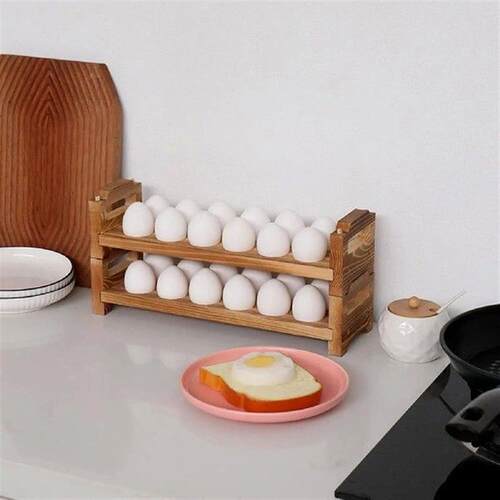 Wooden Egg Holder Fridge Egg Organizer for Kitchens
