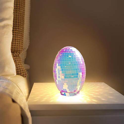Easter Egg Decorations Disco Glass Mirror Ball Egg Table Top