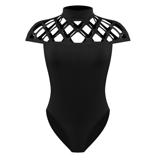 Womens Jumpsuit High Neck Bodycon Hollow Short Sleeves Jumps