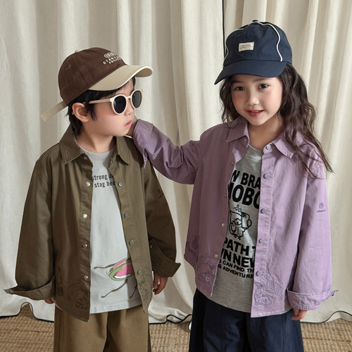 2026秋季男女儿童纯棉长袖衬衫潮