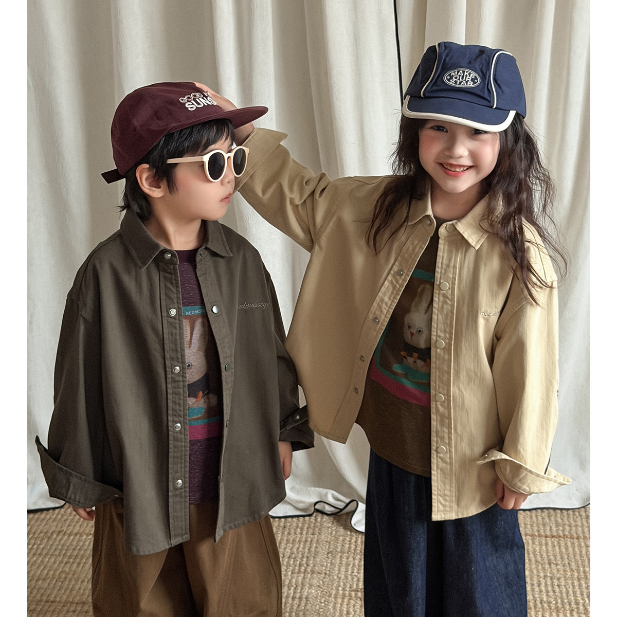 童装2026秋季新款儿童外套2026春秋上衣服韩版纯棉男女童衬衫亲子