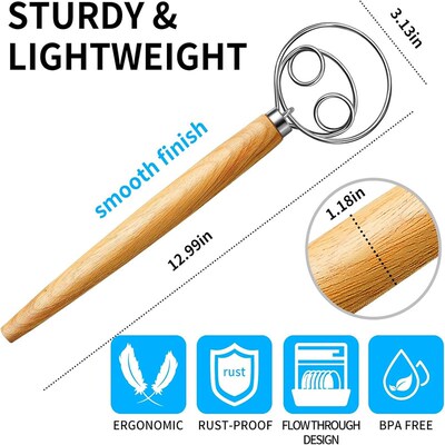 Danish Dough Whisk Dutch Style Bread Whisk Cooking