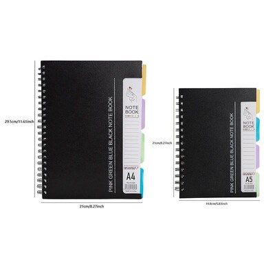 96-Sheet Spiral Notebook with 4 Divider Pages A4/A5 Sizes Li