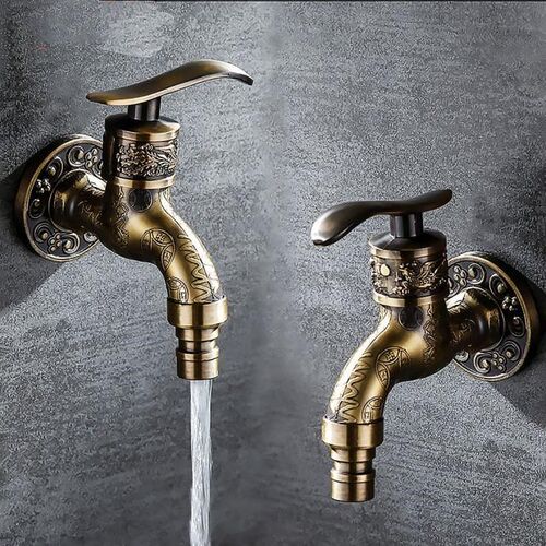 Garden Faucet Vintage Wash Machine Faucet Carved Wall Mount