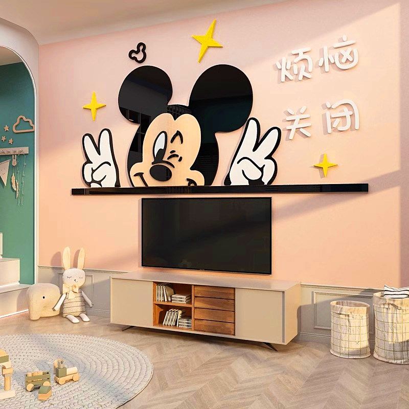 儿童房间布置墙面背景墙装饰品维尼熊壁纸男孩女孩床头装饰画墙贴,家居饰品,文化墙贴,淘宝优惠券,粉丝福利购,淘宝优惠卷