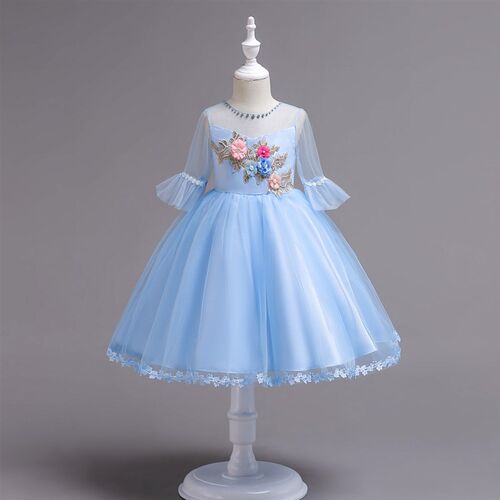 Girl Princess pomp print dress dress childrens dress net la