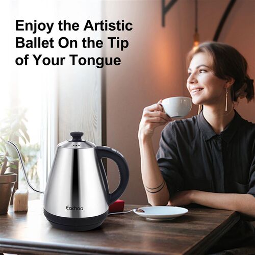 Stainless Steel Electric Gooseneck Kettle with Coffee Drippe