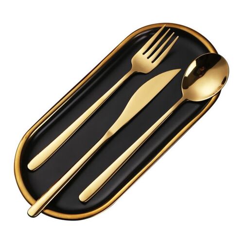 Knife, fork and spoon set of three steak plates cutlery