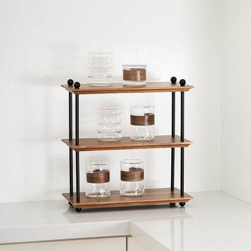Wood Display Shelf Multi Layer Desktop Cup Storage Showcase