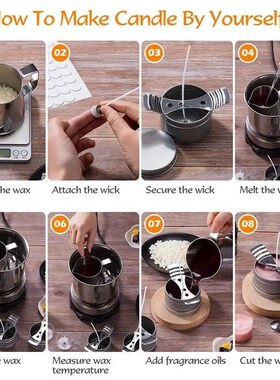 1 Set Candle Making Kit Pouring Pot Wicks Sticker DIY Candle