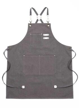 Cowboy apron thickened canvas kitchen home cooking 牛仔围裙