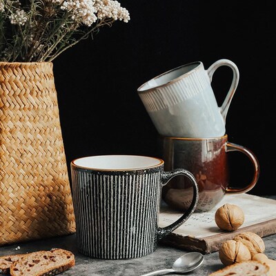 milk tea glass ceramic coffee mug cup cute cartoon spoon杯子