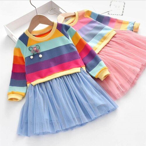 Baby Girls Dress Princess Autumn Sweater Fleece Gauze Tutu D