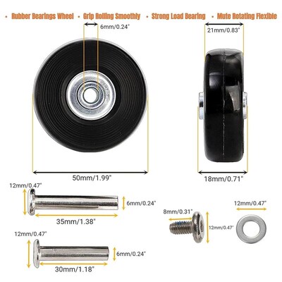 12/24Pcs/Set Suitcase Parts Axles Dia40mm/50mm/60mm Silent T
