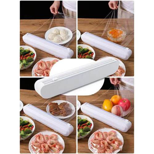 Plastic Food Wrap Dispenser Cutter Kitchen Tool Foil Cling F