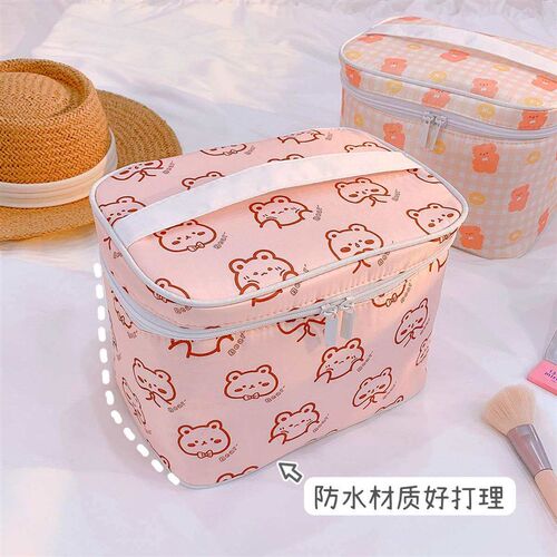 Art Blue Cartoon Cosmetic Bag Portable Large Capacity Portab