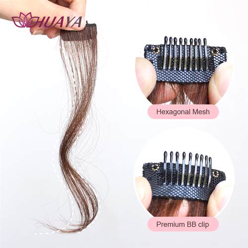 HUAYA Synthetic Hair Bangs Clips Front Side Long Bangs Fake