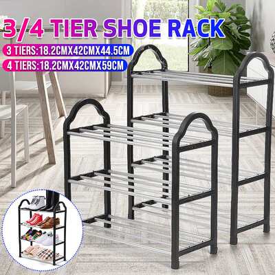 3/4 Tiers Shoe Rack Holder Aluminum Shoe Cabinets Shelf Shoe