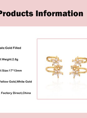 ISUEVA Gold Filled Flower Earcuff Without Piercing Earclip